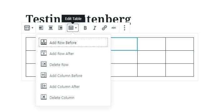 019 wordpress block editor table block