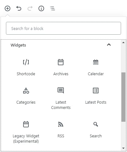 033 wordpress block editor widgets