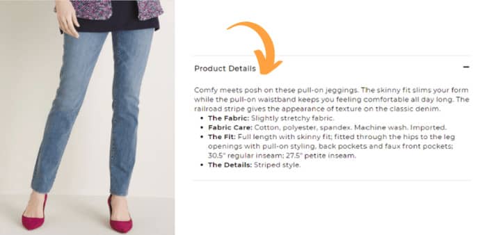 content writer ecommerce clothing copy example