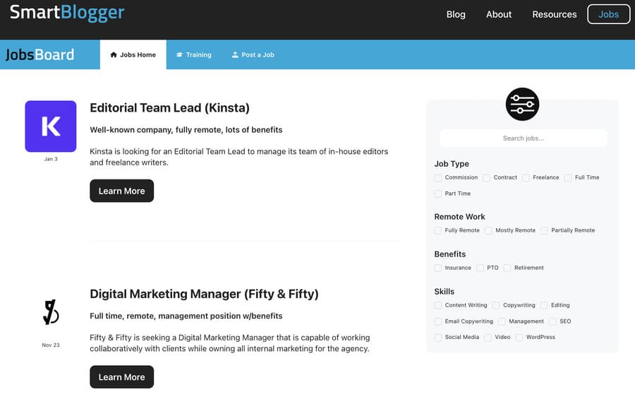 digital marketing jobs smart blogger jobs board