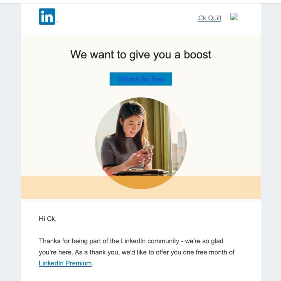 email marketing example from LinkedIn