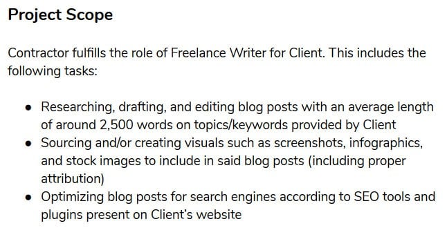 freelance contract template project scope