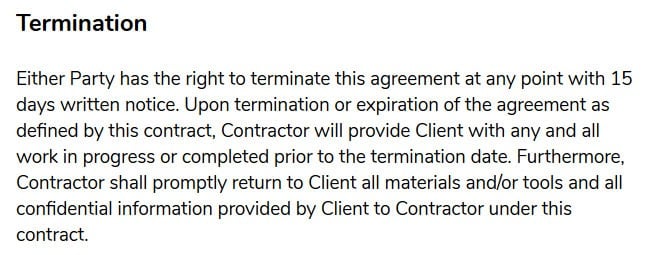 freelance contract template termination