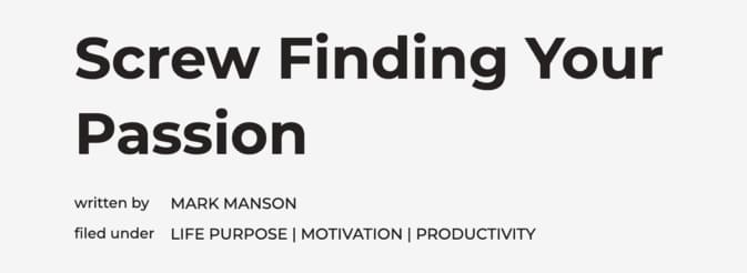 Mark Manson headline with contrarian hook