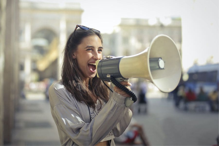 woman using a megaphone