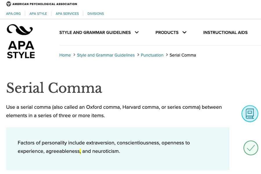 oxford comma apa