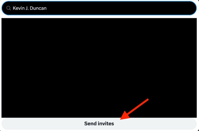 "Send Invites" button on Twitter/X spaces