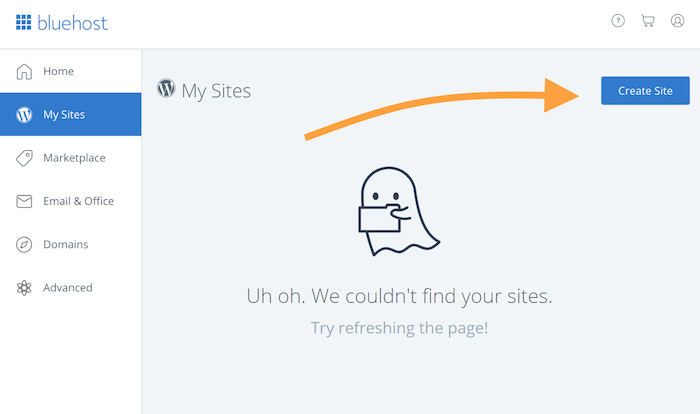 Create site on BlueHost