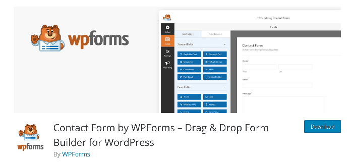 screenshot wpforms homepage