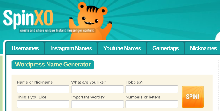 blog name generator spinxo