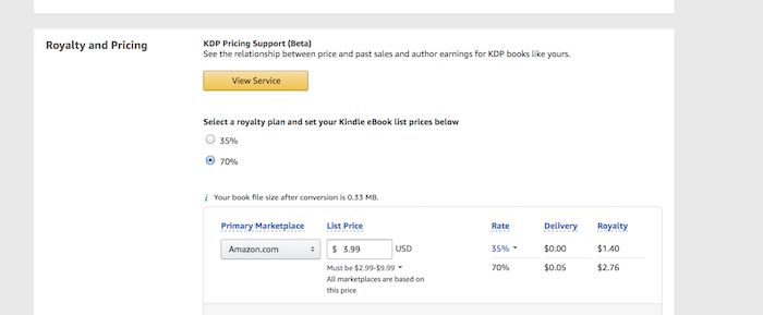 Enter eBook pricing information