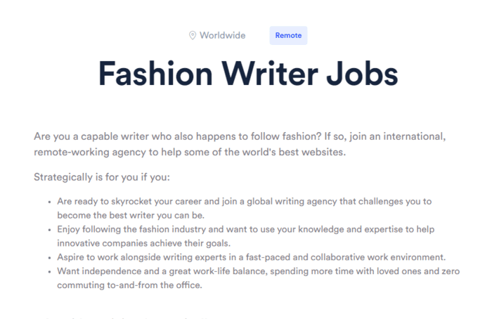 fashion writing jobs strategically