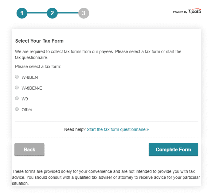 medium partner program select tax form