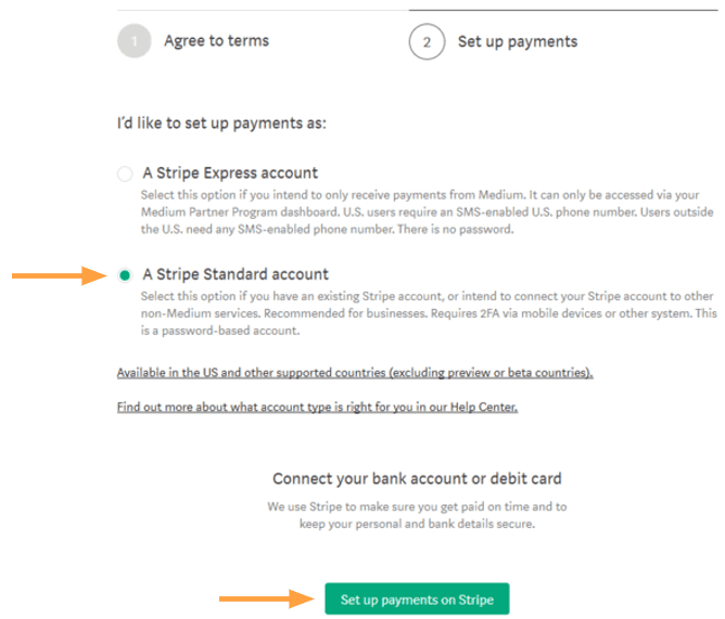 medium partner program stripe standard account