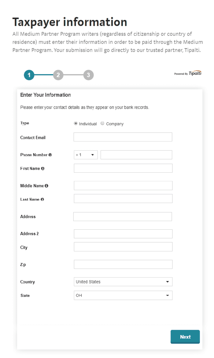 medium partner program taxpayer info