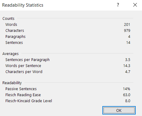 Microsoft Word Readability