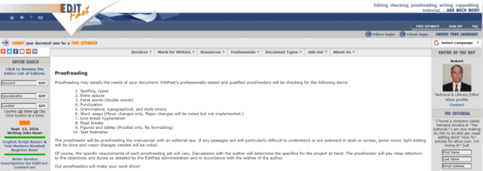 proofreading jobs editfast homepage