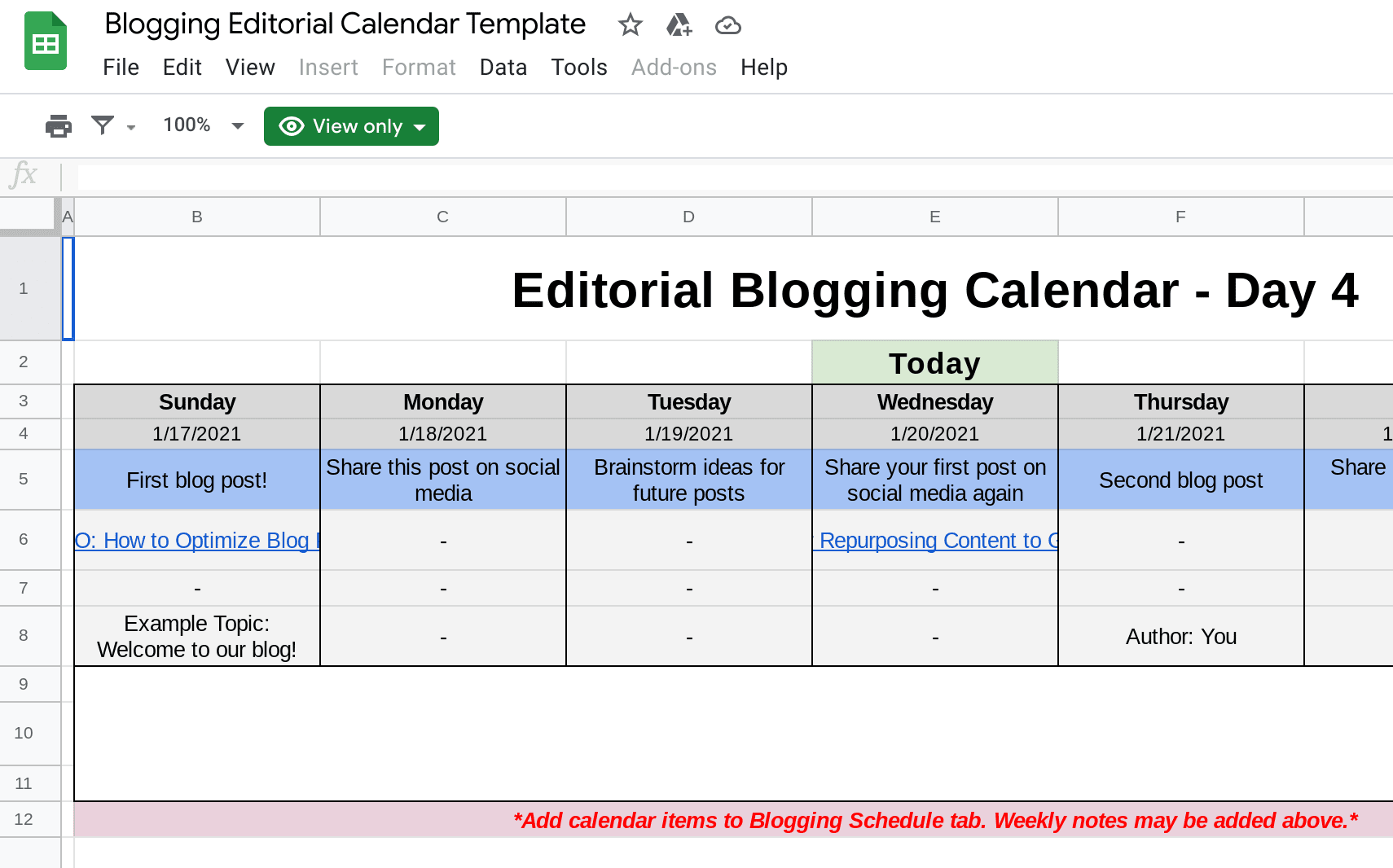 Editorial Calendar Template from WebFX